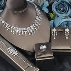 Bridal Zircon 3A Necklace Earrings Four-Piece Jewelry Set