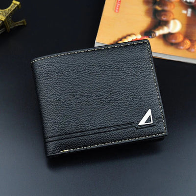 Men's Short Soft Leather Lychee Pattern Multiple Card Slots Men Wallet
