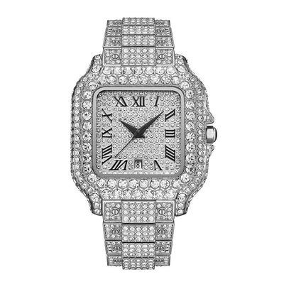 Straight European Hip Hop Diamond Quartz Wrist Men Watch