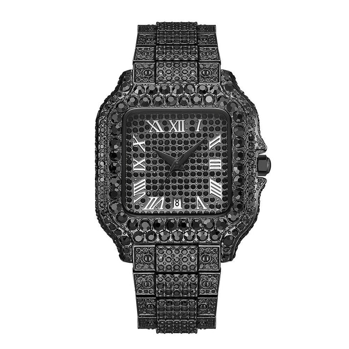 Straight European Hip Hop Diamond Quartz Wrist Men Watch