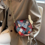 Stylish Textured Stitching Chain Small Square Women Bag