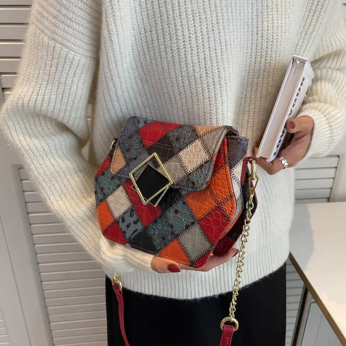Stylish Textured Stitching Chain Small Square Women Bag