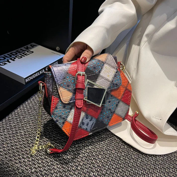 Stylish Textured Stitching Chain Small Square Women Bag