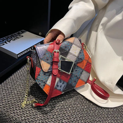 Stylish Textured Stitching Chain Small Square Women Bag