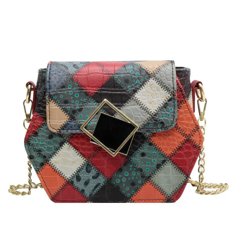 Stylish Textured Stitching Chain Small Square Women Bag