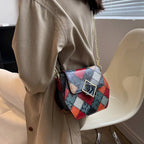 Stylish Textured Stitching Chain Small Square Women Bag