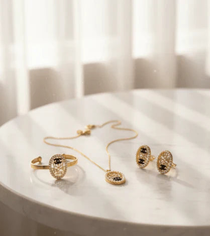 Vintage Rose Emblem Jewelry Set