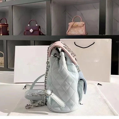 Women's High-end Diamond Grid Contrasting Chain Backpack Women Bag