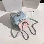 Women's High-end Diamond Grid Contrasting Chain Backpack Women Bag